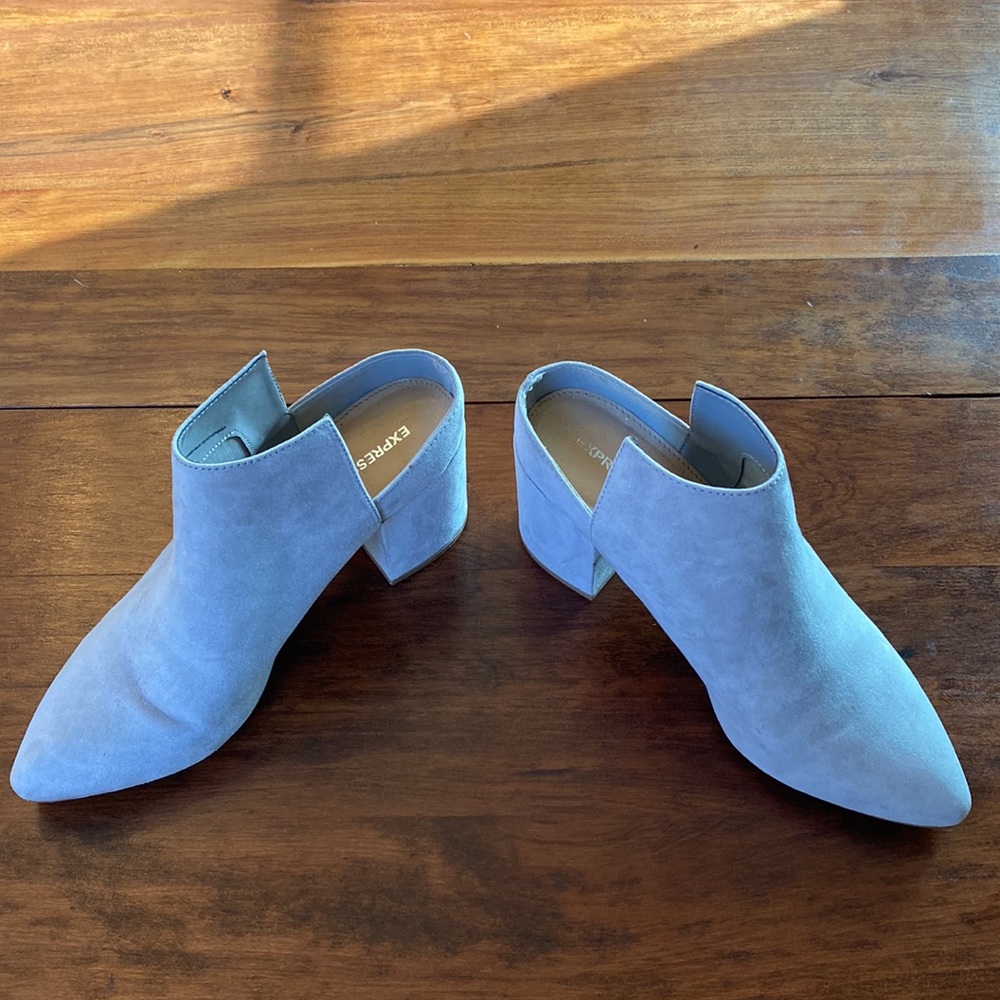 Express Light Grey Open Back Booties - 7 - image 6